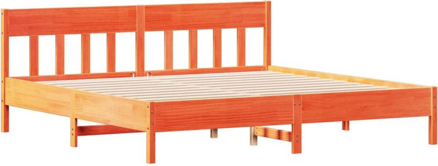 VidaXL -Bedframe-met-hoofdbord-massief-grenenhout-wasbruin-200x200-cm - Foto 3