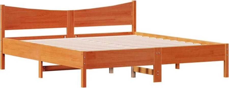VidaXL -Bedframe-met-hoofdbord-massief-grenenhout-wasbruin-200x200-cm