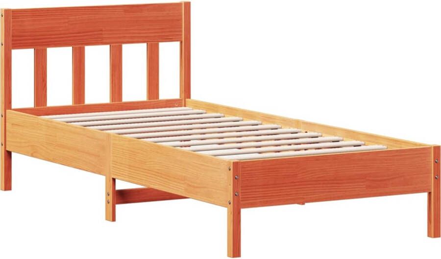 VidaXL -Bedframe-met-hoofdbord-massief-grenenhout-wasbruin-75x190-cm - Foto 3