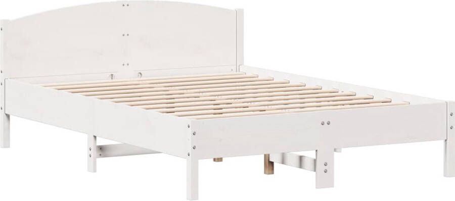 VidaXL -Bedframe-met-hoofdbord-massief-grenenhout-wit-120x200-cm - Foto 3