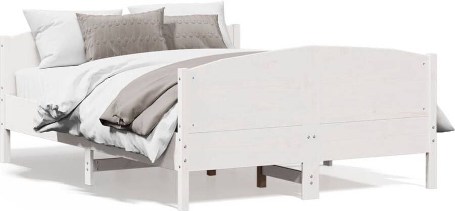 VidaXL -Bedframe-met-hoofdbord-massief-grenenhout-wit-120x200-cm - Foto 3