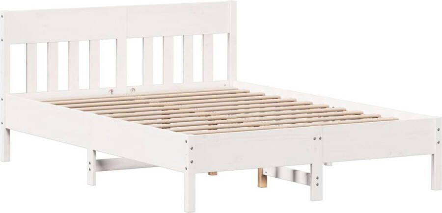 VidaXL -Bedframe-met-hoofdbord-massief-grenenhout-wit-120x200-cm - Foto 3