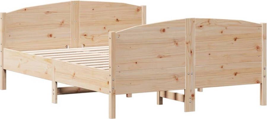 VidaXL -Bedframe-met-hoofdbord-massief-grenenhout-wit-140x200-cm - Foto 3