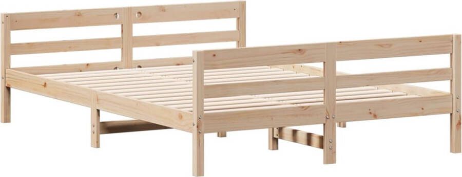 VidaXL -Bedframe-met-hoofdbord-massief-grenenhout-wit-140x200-cm - Foto 3