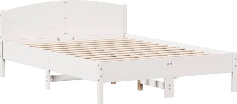 VidaXL -Bedframe-met-hoofdbord-massief-grenenhout-wit-150x200-cm - Foto 3