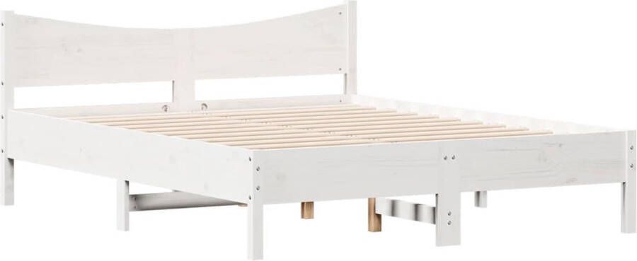 VidaXL -Bedframe-met-hoofdbord-massief-grenenhout-wit-150x200-cm - Foto 3