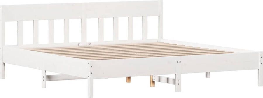 VidaXL -Bedframe-met-hoofdbord-massief-grenenhout-wit-200x200-cm - Foto 3