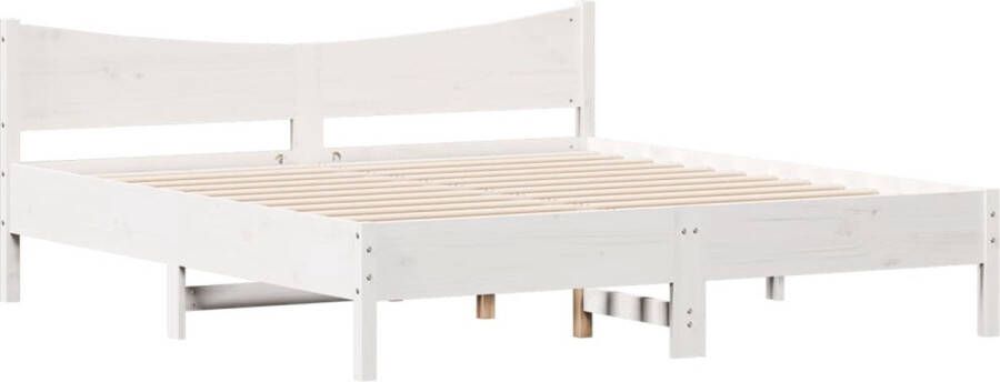 VidaXL -Bedframe-met-hoofdbord-massief-grenenhout-wit-200x200-cm - Foto 3