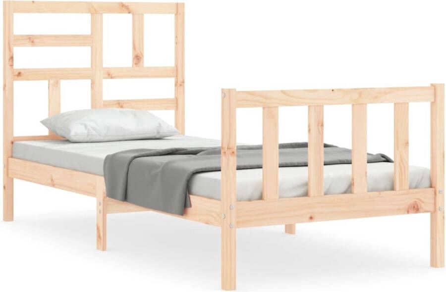 VidaXL -Bedframe-met-hoofdbord-massief-hout-100x200-cm - Foto 2