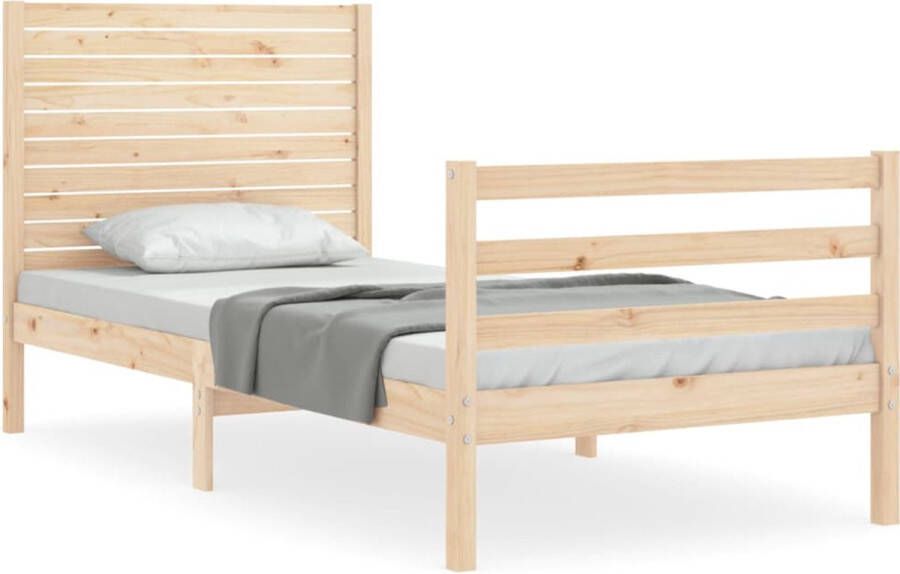 VidaXL Bedframe Massief Hout 90x200 cm Massief Hout Bed Grenenhout Bed Hoofdboard Bed Tweepersoons Bed Frame Slaapkamer Meubels Slaapcomfort - Foto 2