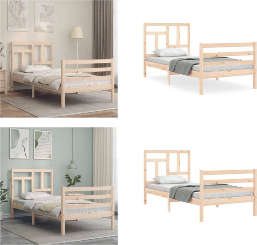 VidaXL Bedframe met hoofdbord massief hout 100x200 cm Bedframe Bedframes Bed Eenpersoonsbed