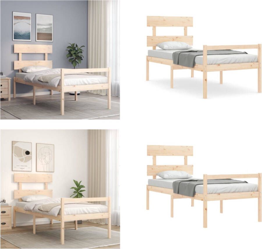 VidaXL Bedframe met hoofdbord massief hout 100x200 cm Bedframe Bedframes Bed Eenpersoonsbed