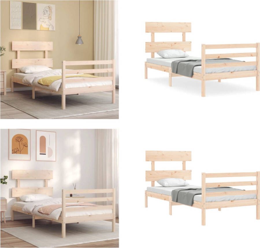VidaXL Bedframe met hoofdbord massief hout 100x200 cm Bedframe Bedframes Bed Eenpersoonsbed