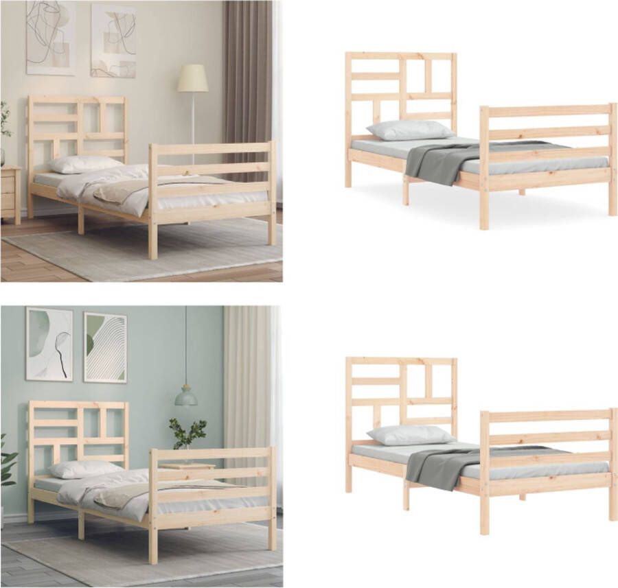 VidaXL Bedframe met hoofdbord massief hout 100x200 cm Bedframe Bedframes Bed Eenpersoonsbed