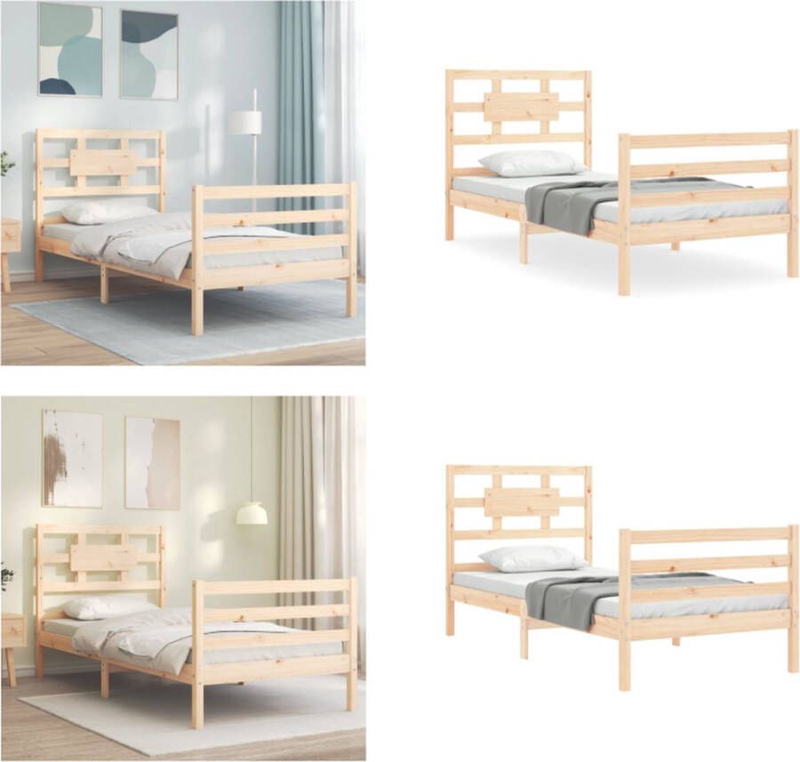 VidaXL Bedframe met hoofdbord massief hout 100x200 cm Bedframe Bedframes Bed Eenpersoonsbed