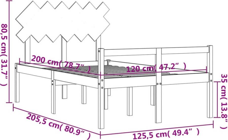 VidaXL -Seniorenbed-met-hoofdbord-massief-hout-120x200-cm - Foto 2