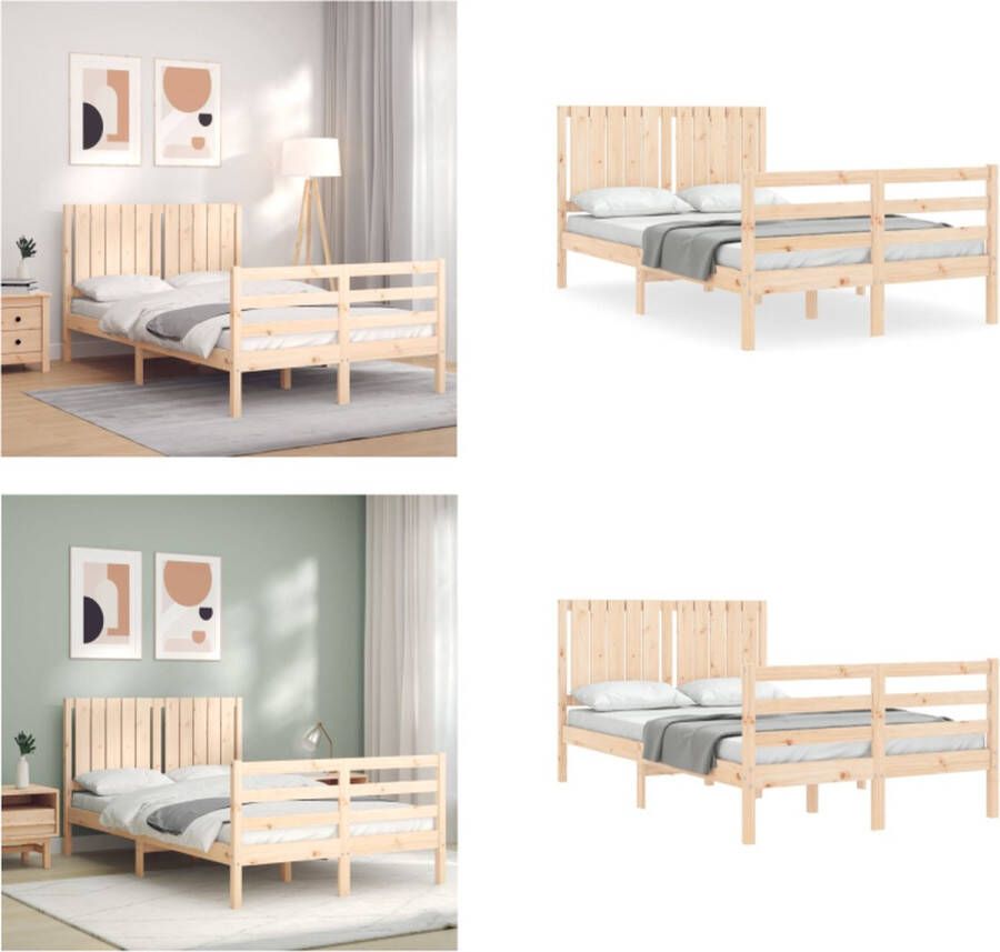 VidaXL -Bedframe-met-hoofdbord-massief-hout-120x200-cm Bedframe Bedframes Bed Tweepersoonsbed