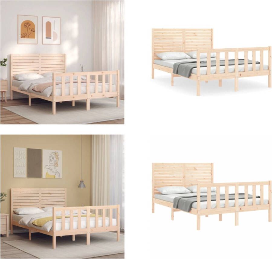 VidaXL Bedframe zonder matras massief grenenhout 140x190 cm Bedframe Bedframes Bed Tweepersoonsbed - Foto 6