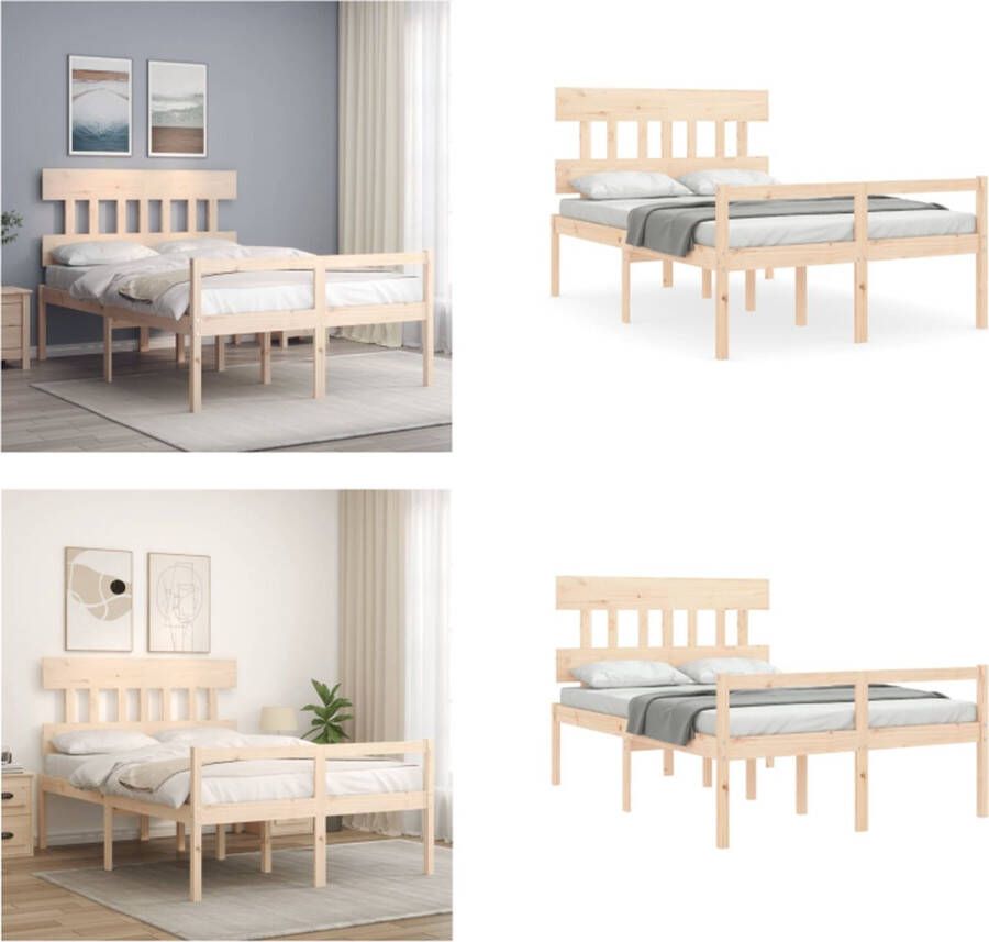 VidaXL Bedframe zonder matras massief grenenhout 140x190 cm Bedframe Bedframes Bed Tweepersoonsbed - Foto 2