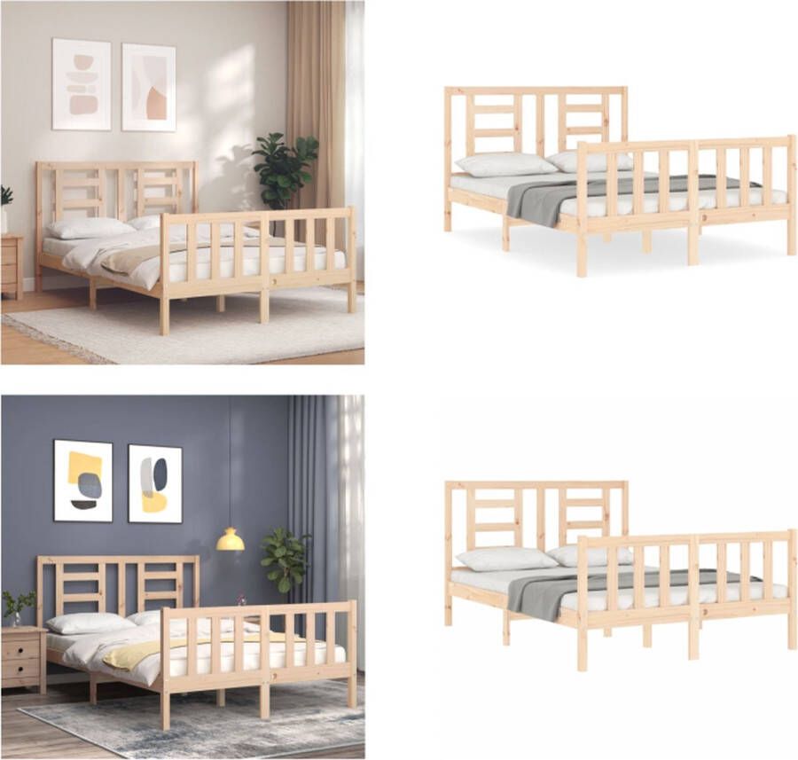 VidaXL Bedframe zonder matras massief grenenhout 140x190 cm Bedframe Bedframes Bed Tweepersoonsbed - Foto 4