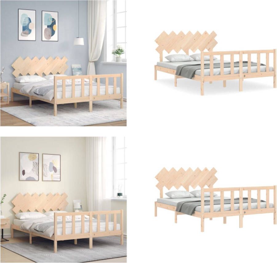 VidaXL Bedframe zonder matras massief grenenhout 140x190 cm Bedframe Bedframes Bed Tweepersoonsbed