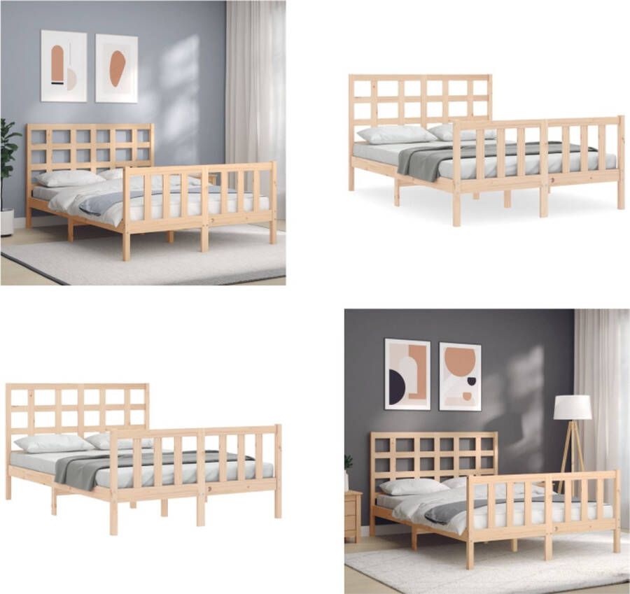 VidaXL Bedframe zonder matras massief grenenhout 140x190 cm Bedframe Bedframes Bed Tweepersoonsbed - Foto 5