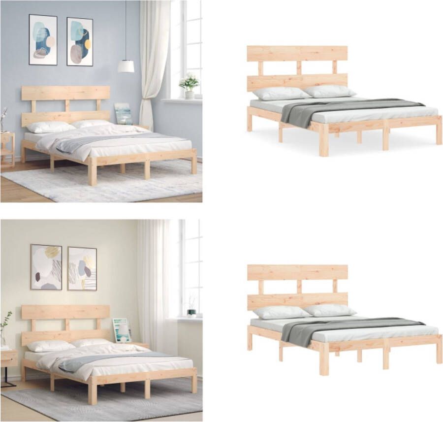 VidaXL Bedframe zonder matras massief grenenhout 140x190 cm Bedframe Bedframes Bed Tweepersoonsbed - Foto 2