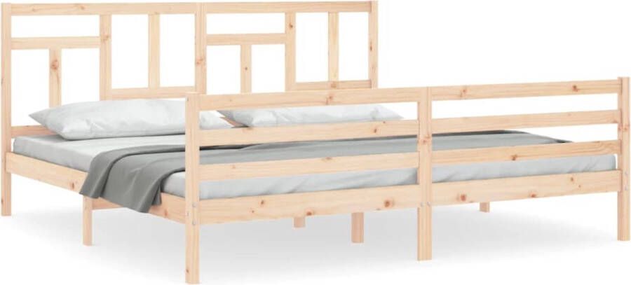 VidaXL -Bedframe-met-hoofdbord-massief-hout-200x200-cm - Foto 1