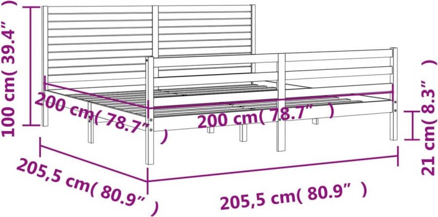 VidaXL -Bedframe-met-hoofdbord-massief-hout-200x200-cm - Foto 10