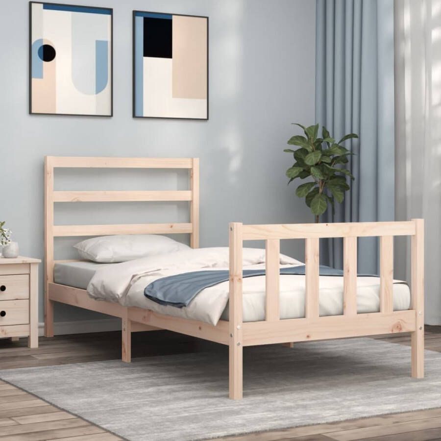VidaXL -Bedframe-met-hoofdbord-massief-hout-2FT6-Small-Single - Foto 3