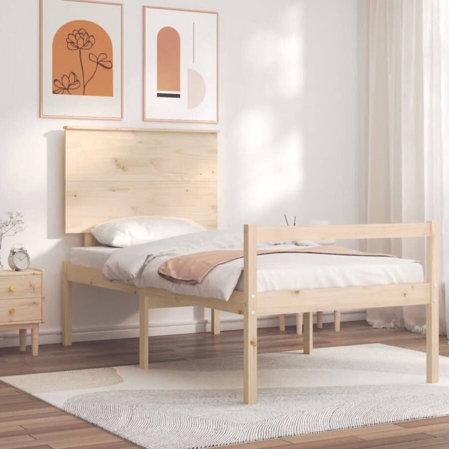 VidaXL Bedframe met hoofdbord massief hout 2FT6 Small Single - Foto 3