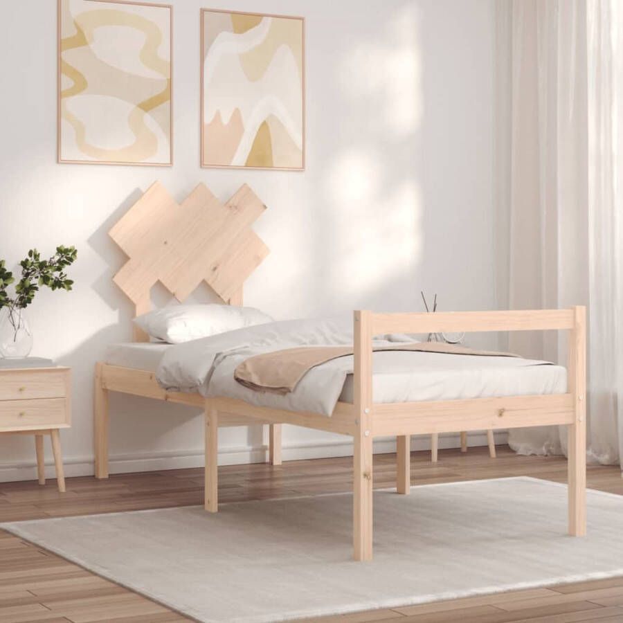 VidaXL -Bedframe-met-hoofdbord-massief-hout-2FT6-Small-Single - Foto 4