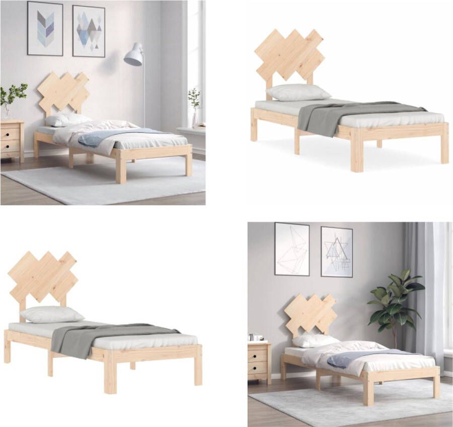 vidaXL Bedframe met hoofdbord massief hout 2FT6 Small Single Bedframe Bedframes Bed Eenpersoonsbed