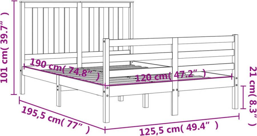 VidaXL -Bedframe-met-hoofdbord-massief-hout-4FT-Small-Double - Foto 1