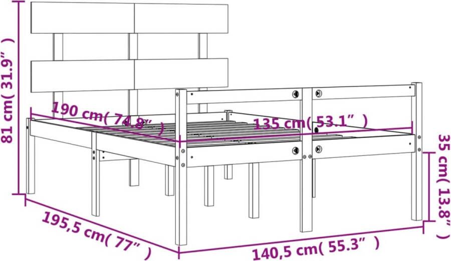 VidaXL -Bedframe-met-hoofdbord-massief-hout-4FT6-Double - Foto 19