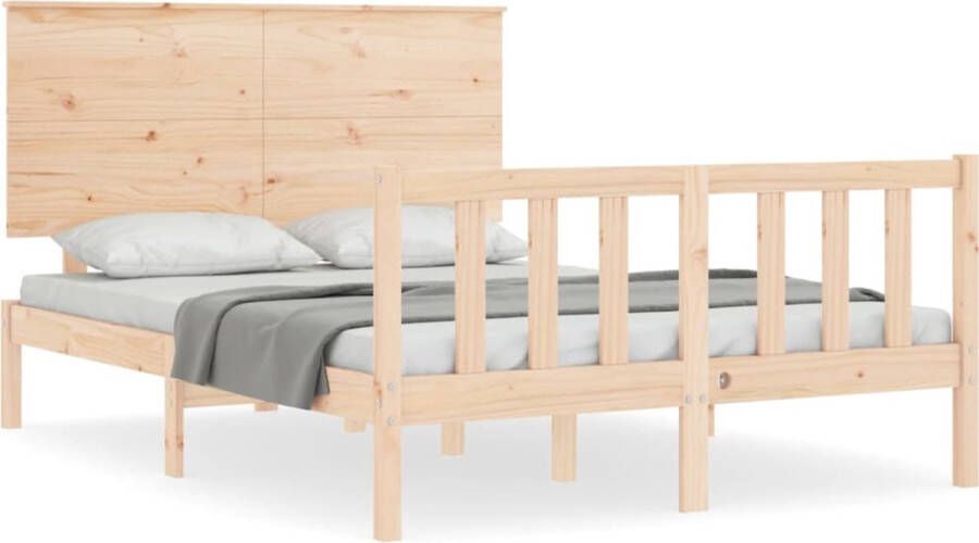 VidaXL -Bedframe-met-hoofdbord-massief-hout-4FT6-Double - Foto 3