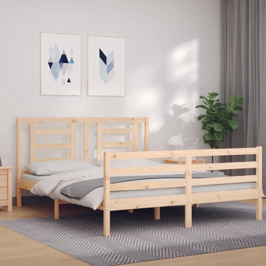 VidaXL -Bedframe-met-hoofdbord-massief-hout-5-FT-King-Size - Foto 8