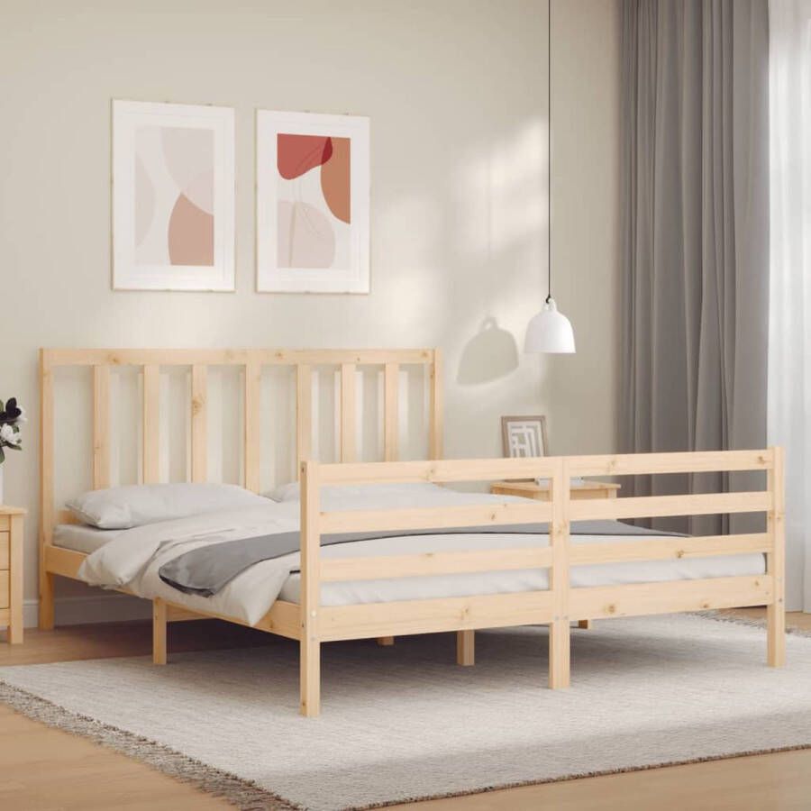 VidaXL -Bedframe-met-hoofdbord-massief-hout-5-FT-King-Size - Foto 7