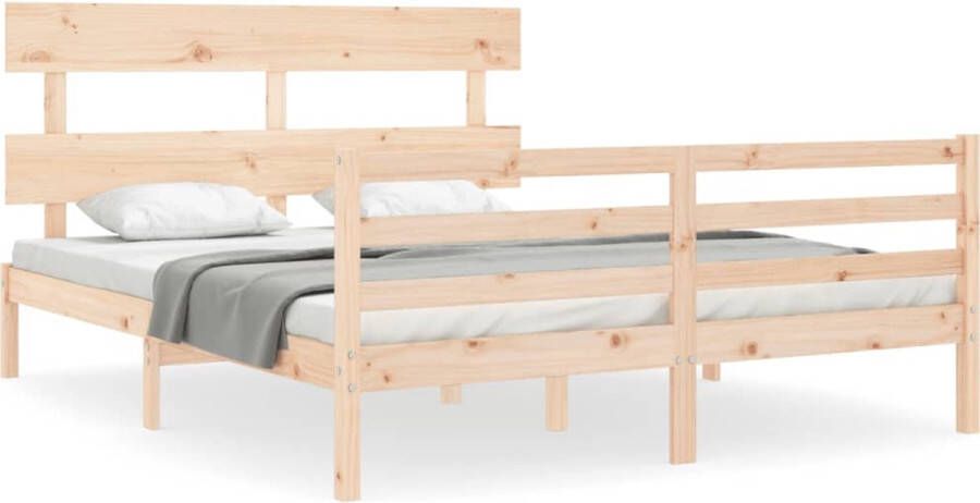 VidaXL -Bedframe-met-hoofdbord-massief-hout-5-FT-King-Size - Foto 2