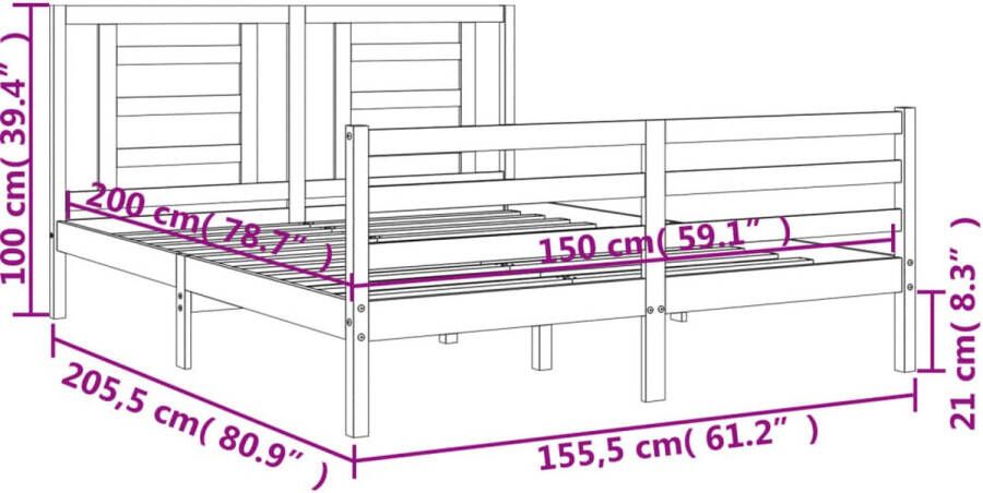 VidaXL -Bedframe-met-hoofdbord-massief-hout-5-FT-King-Size - Foto 6