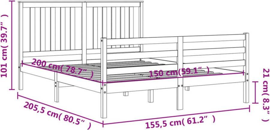 VidaXL -Bedframe-met-hoofdbord-massief-hout-5-FT-King-Size - Foto 4