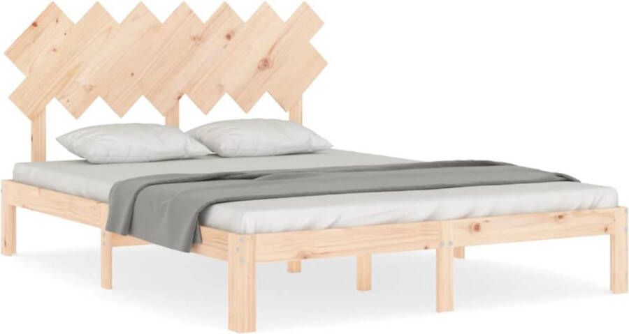 VidaXL -Bedframe-met-hoofdbord-massief-hout-5-FT-King-Size - Foto 2