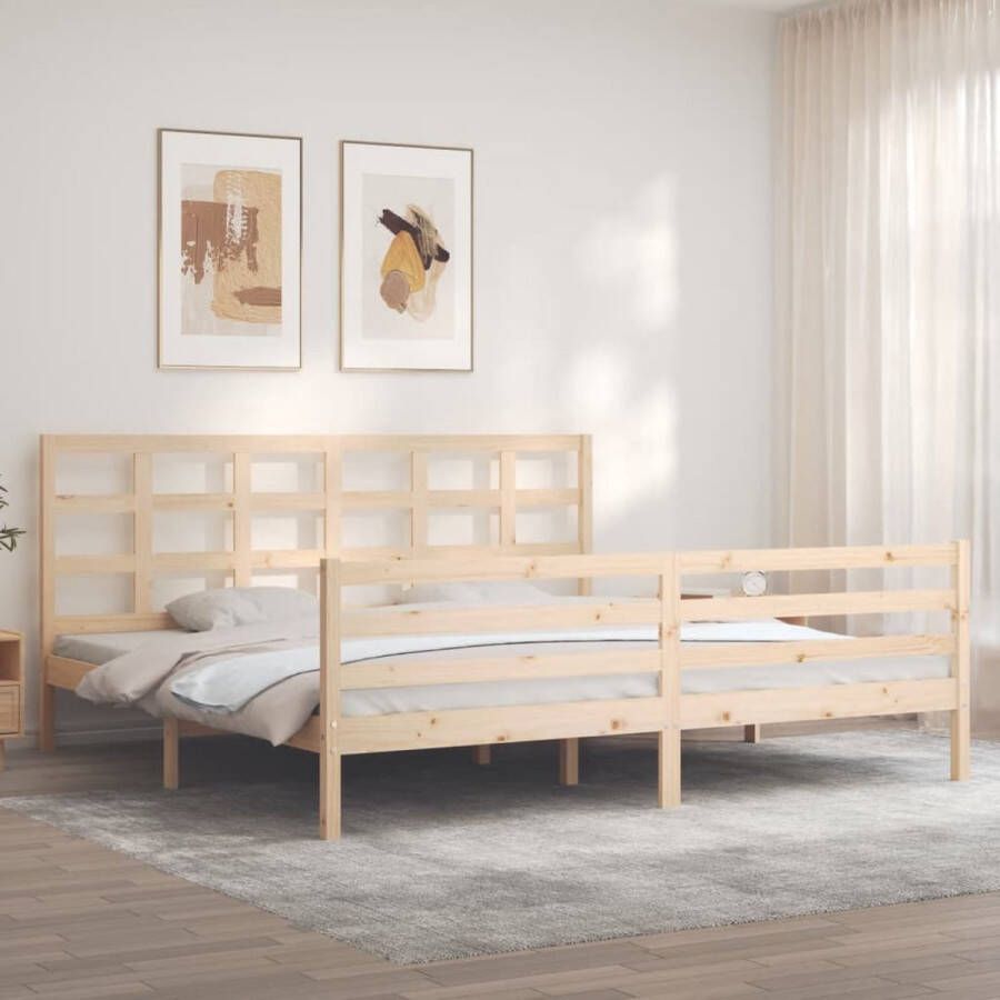 VidaXL -Bedframe-met-hoofdbord-massief-hout-6FT-Super-King - Foto 3