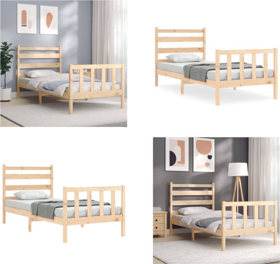 VidaXL Bedframe met hoofdbord massief hout 90x190 cm Bedframe Bedframes Bed Eenpersoonsbed