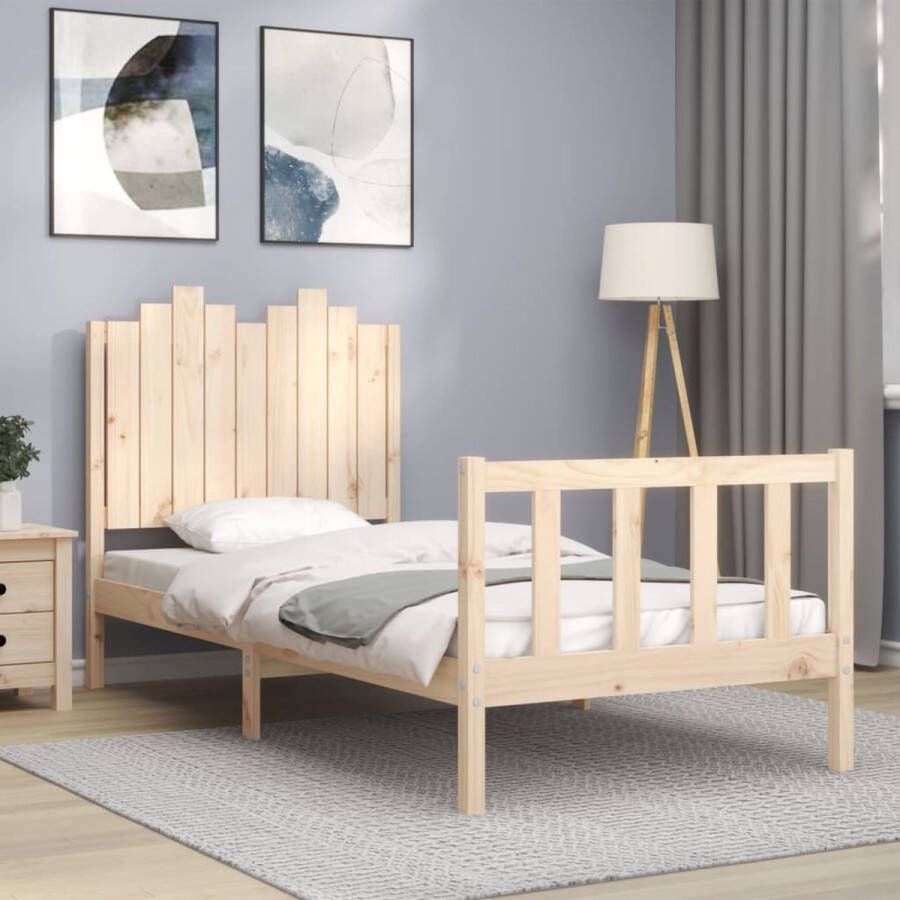 VidaXL -Bedframe-met-hoofdbord-massief-hout-90x200-cm - Foto 4