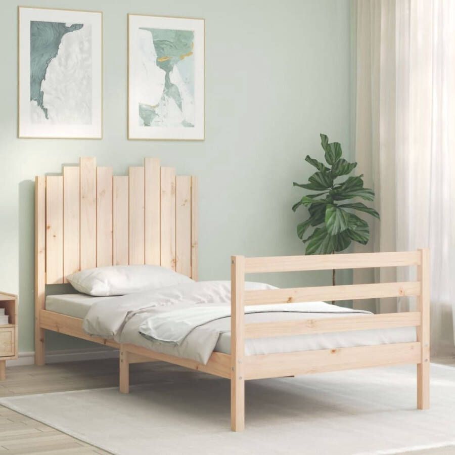 VidaXL -Bedframe-met-hoofdbord-massief-hout-90x200-cm