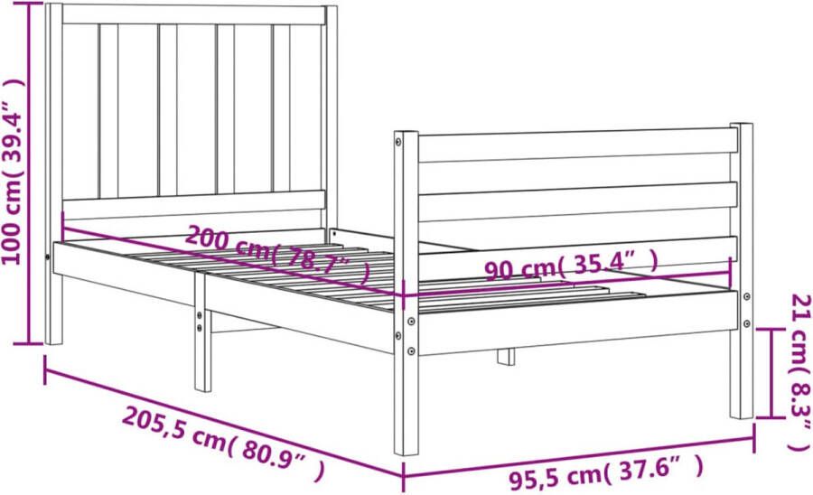 VIDAXL Bedframe zonder matras massief grenenhout 90x200 cm - Foto 2