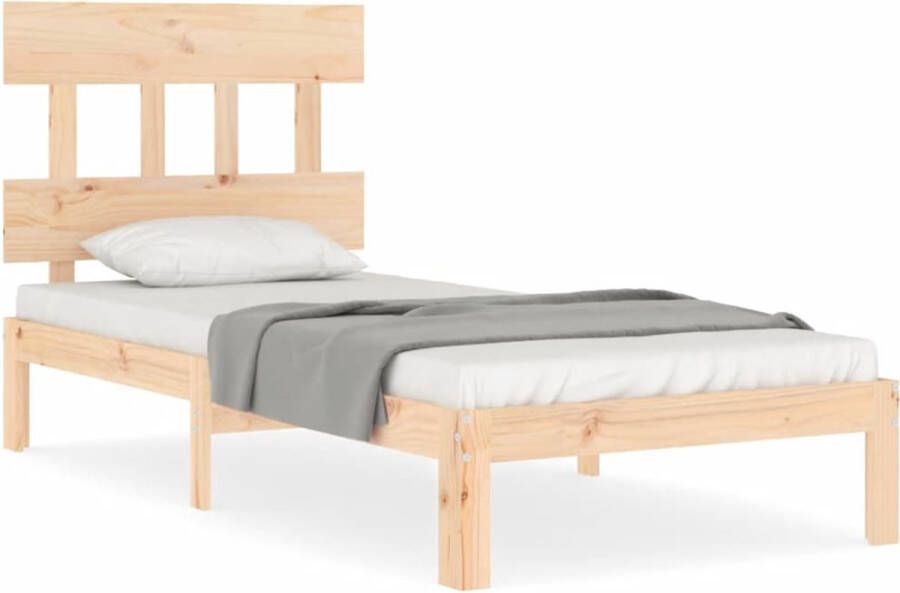 vidaXL -Bedframe-met-hoofdbord-massief-hout-90x200-cm