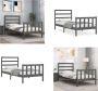 VidaXL Bedframe met hoofdbord massief hout grijs 100x200 cm Bedframe Bedframes Bed Eenpersoonsbed - Thumbnail 3