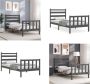 VidaXL Bedframe met hoofdbord massief hout grijs 100x200 cm Bedframe Bedframes Bed Eenpersoonsbed - Thumbnail 6